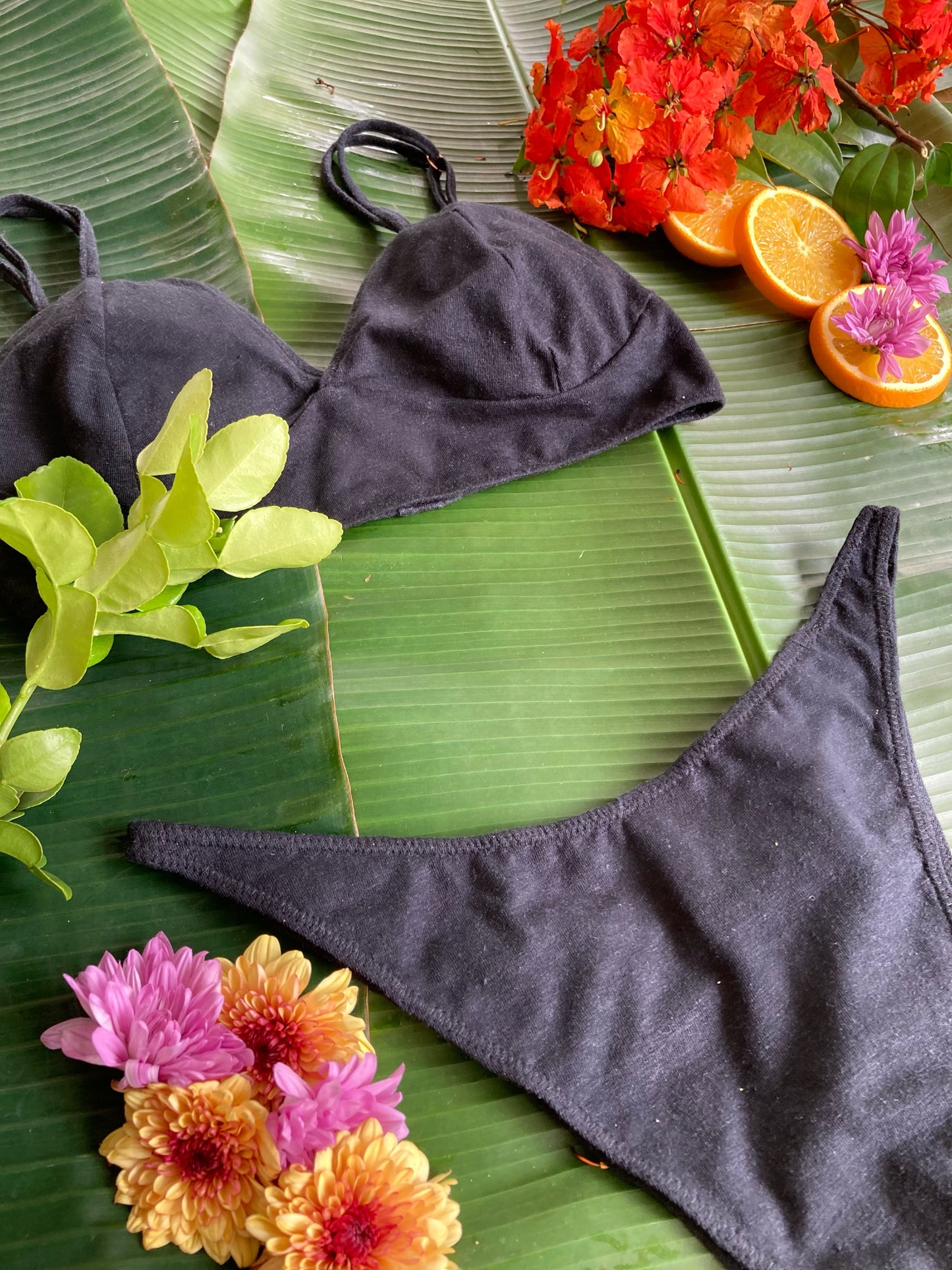 Aloha Black Hemp Organic Bra Panty Set