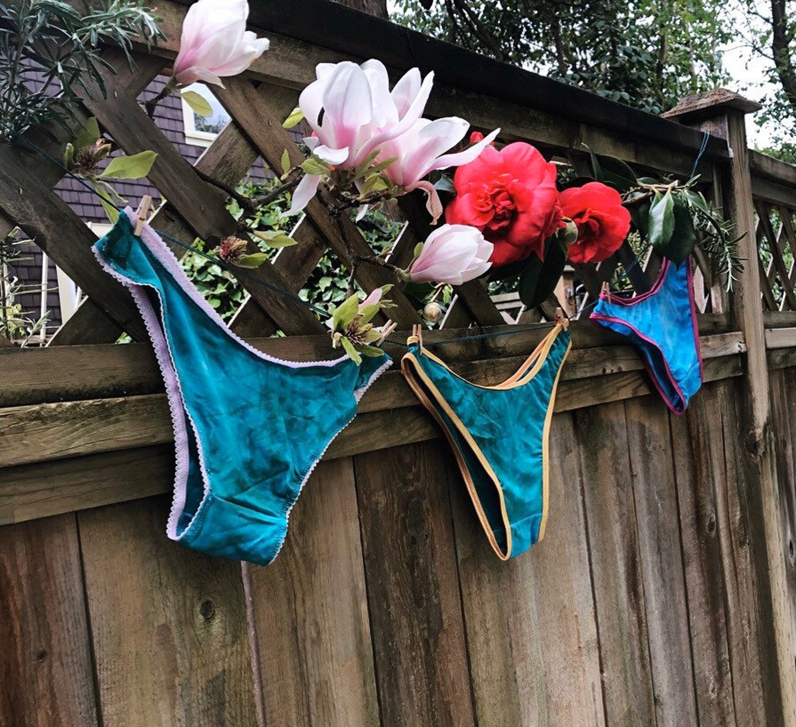 Women's Bamboo Underwear - Teal Blooms