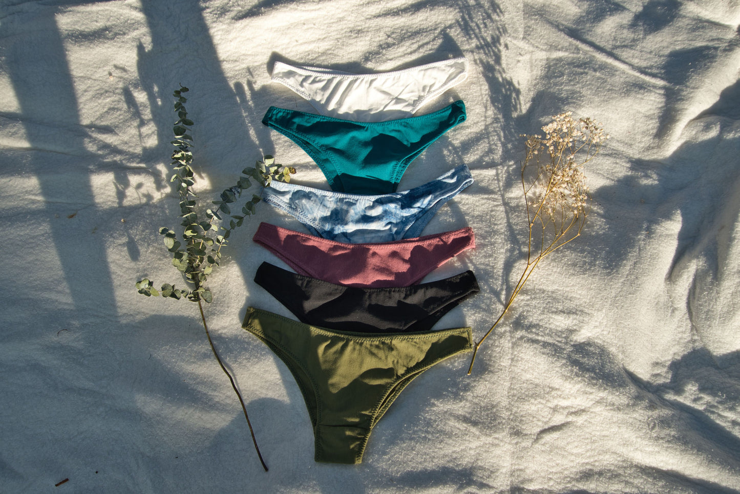 6 Pack Hemp, Organic Cotton and Bamboo Tanga Cheeky Panties