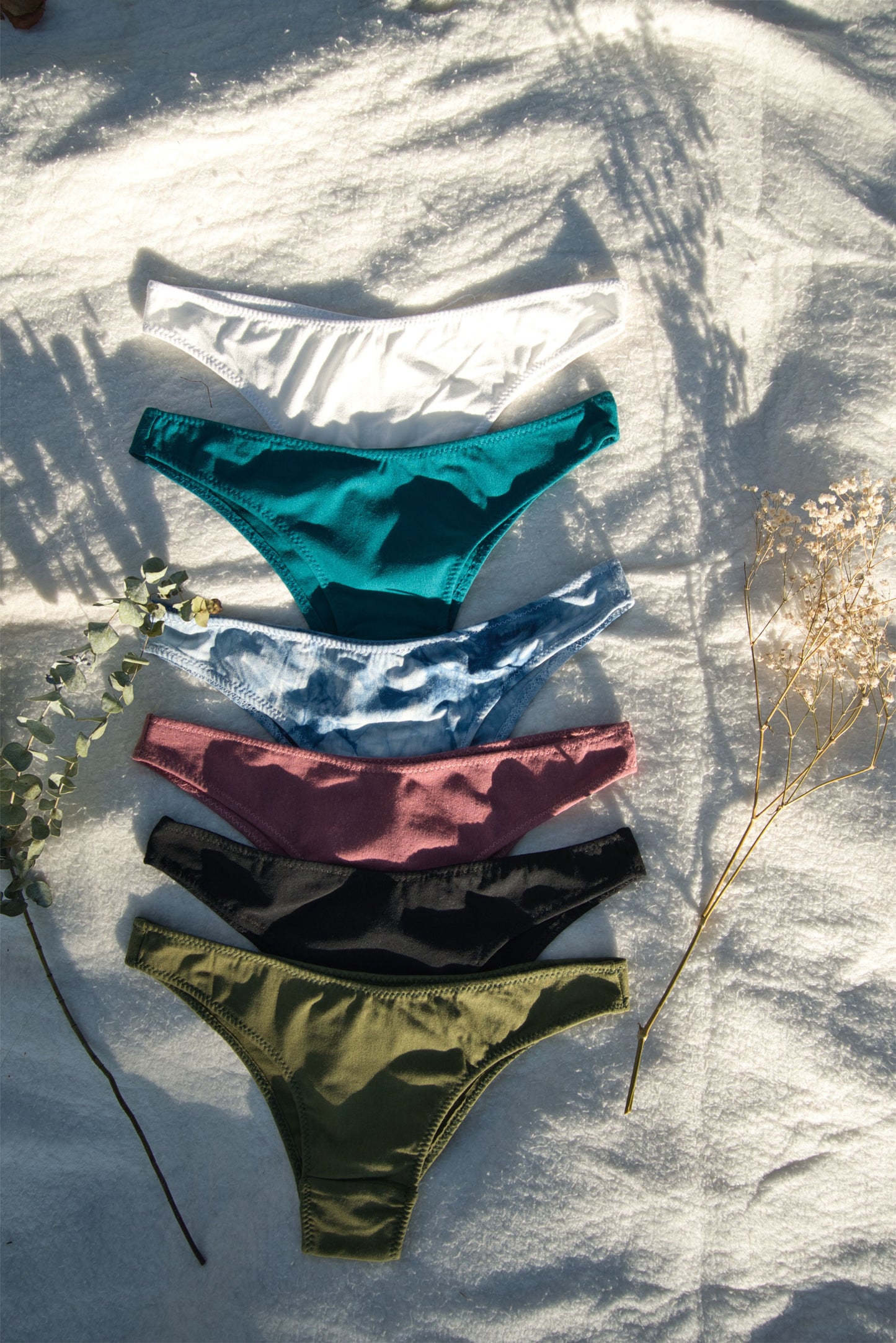 6 Pack Hemp, Organic Cotton and Bamboo Tanga Cheeky Panties