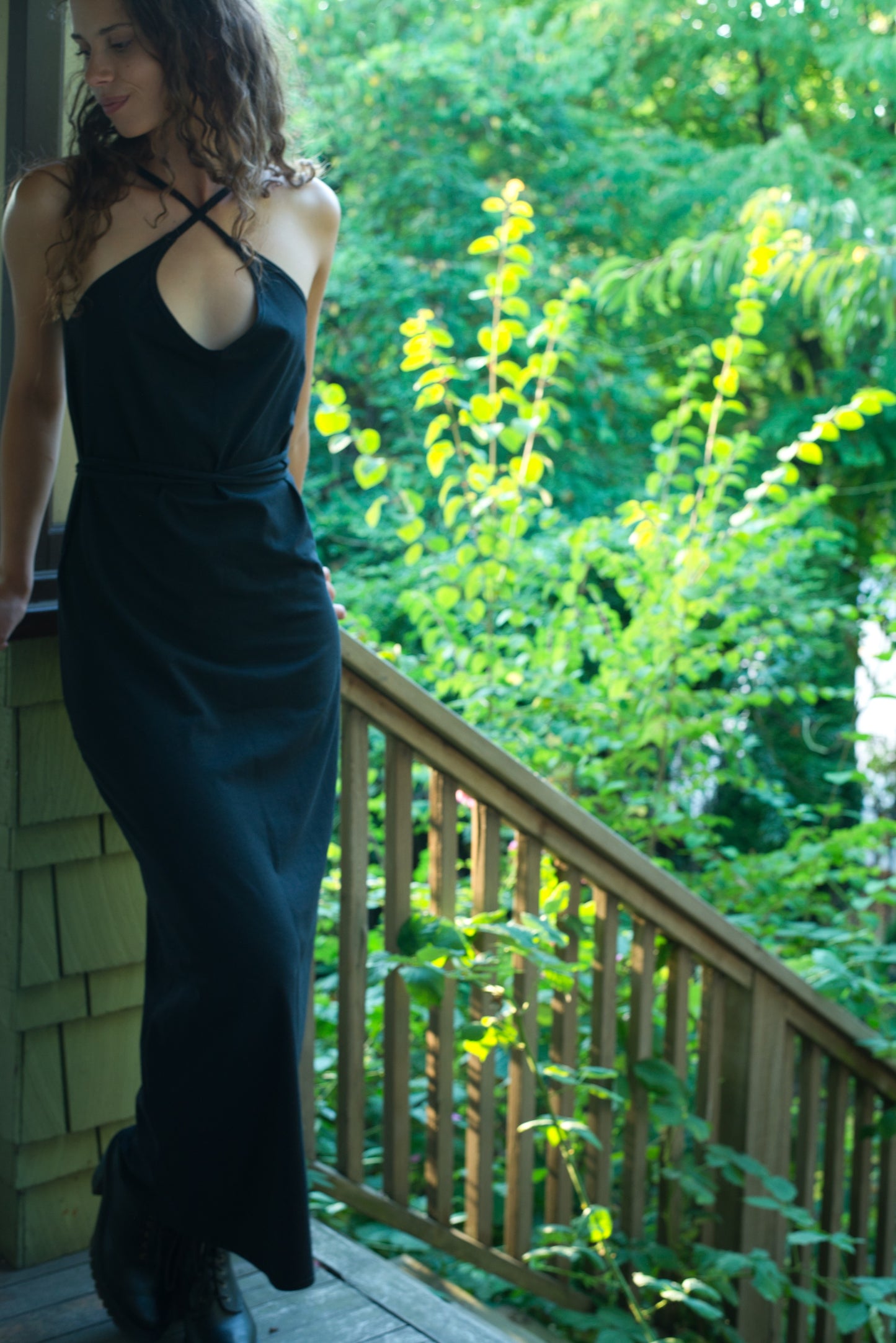 Long black Hemp organic cotton dress