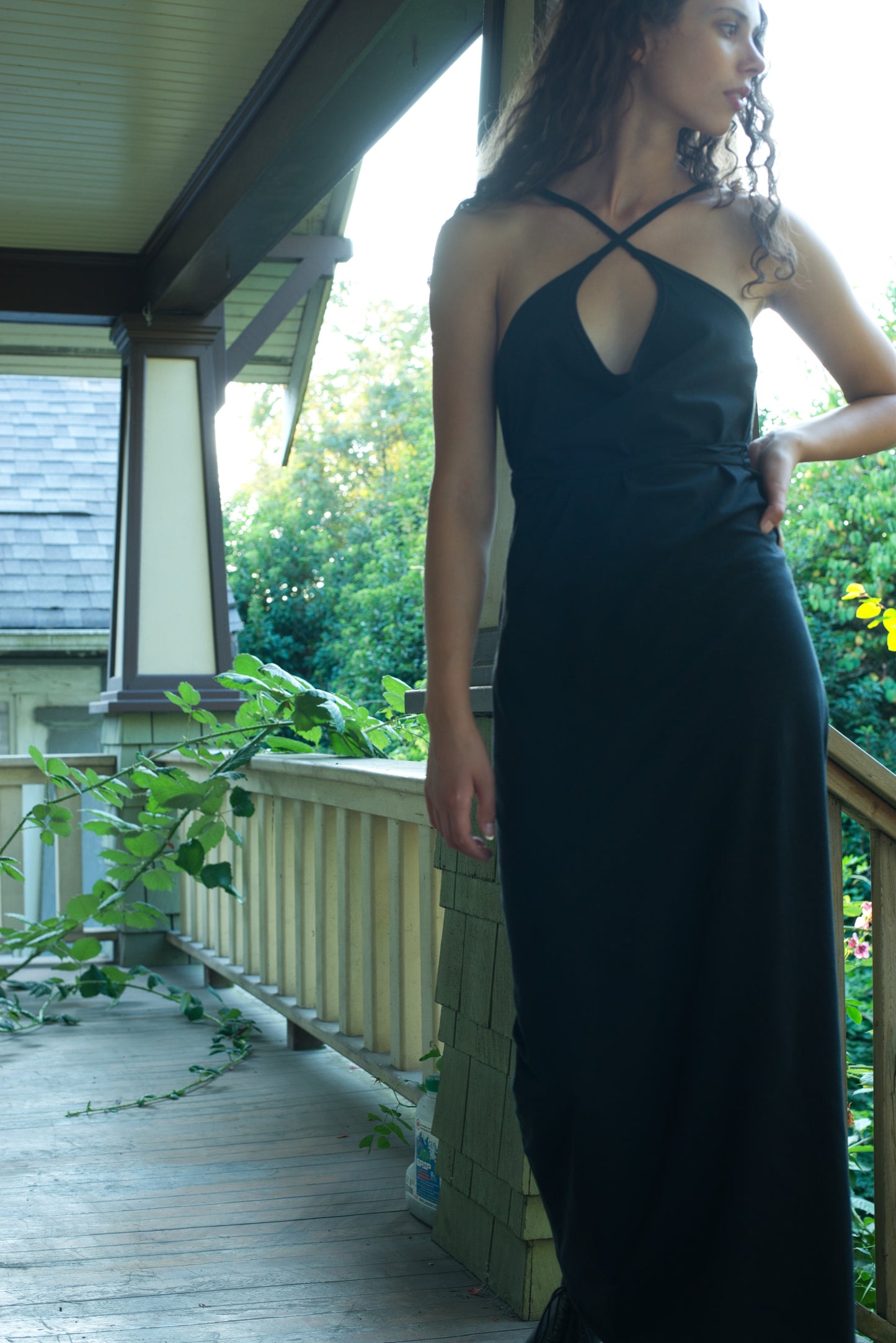 Long black Hemp organic cotton dress