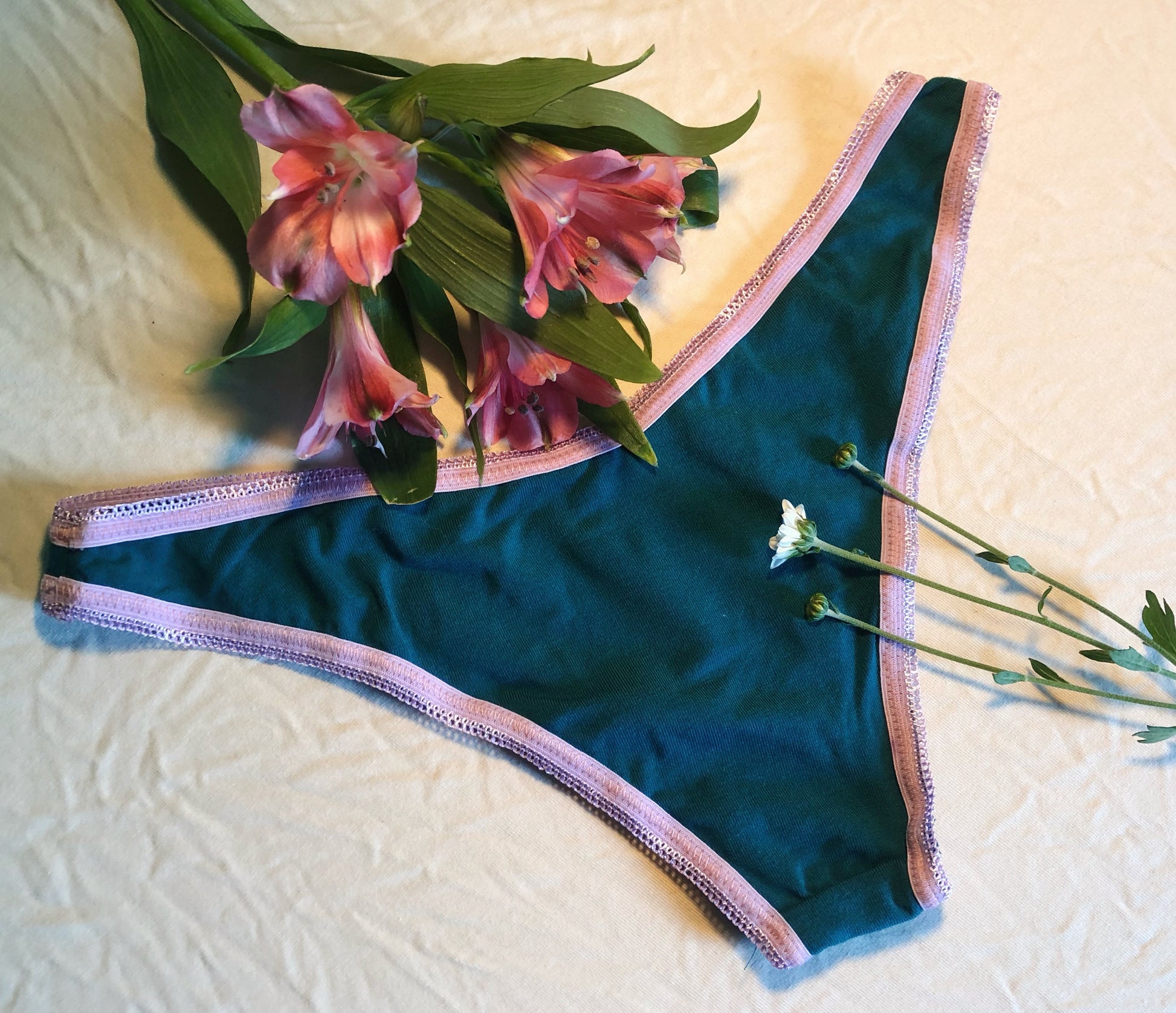 Lace Trim Bikini Panties Soft Hemp & Organic Cotton 