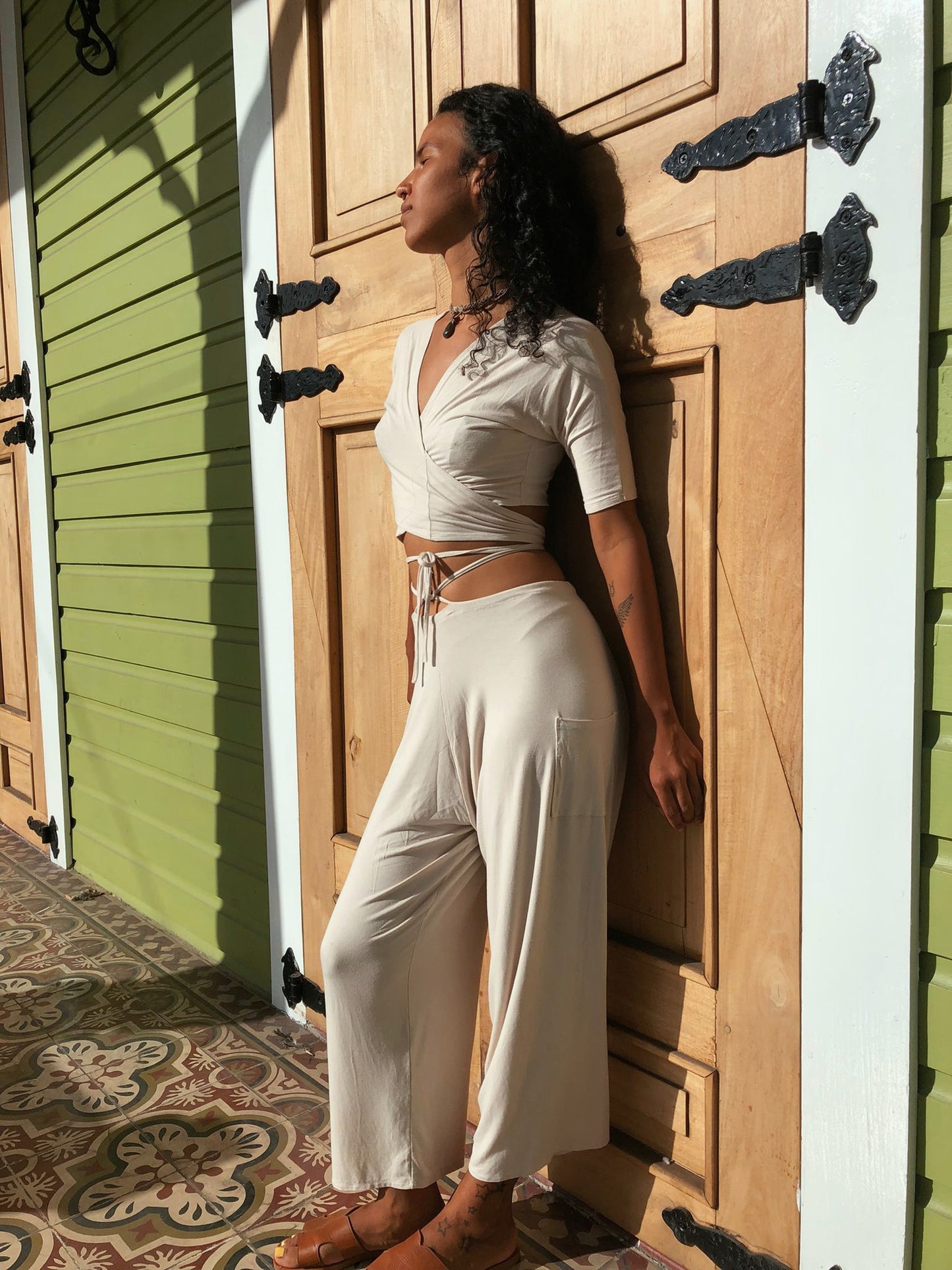 Mariana Yogi Bamboo Pants in cream / Bohemian pants/ Yoga Pants