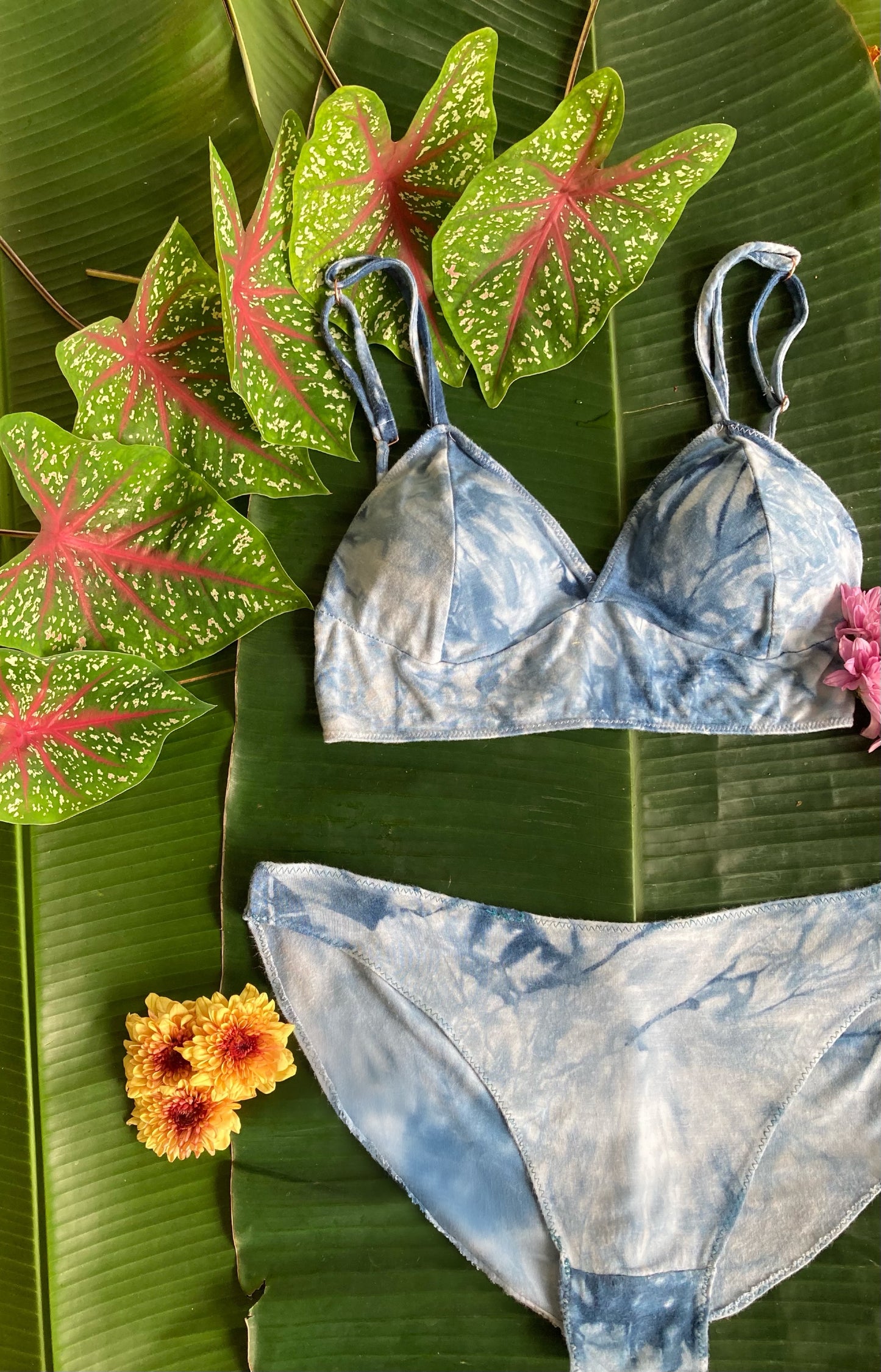 Bamboo Blue Shibori  lingerie set
